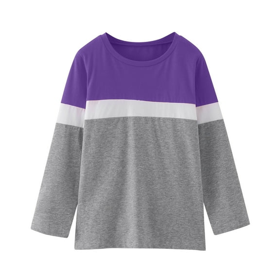 uikmnh Cute Tops Girls Long Sleeve Crewneck Tee Loose Fit Casual Basic Solid Blouse Top for Autumn Toddler Kids Size:3-4 Years