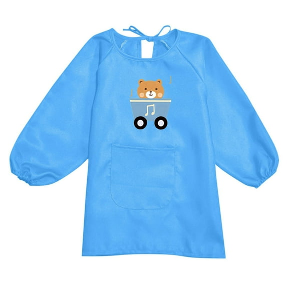 uikmnh Cute Tops Kids Art Smock Apron with Pocket Solid Color Long Sleeve Printed Artist Painting Protective Wear for Girls Activities Size:4-8 Years