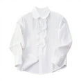 thumbnail image 1 of uikmnh Cute Tops for Girls Long Sleeve Button Down Collared Blouse for School and formal Wear Soft Comfortable Spring Summer Top Size:10-11 Years, 1 of 3