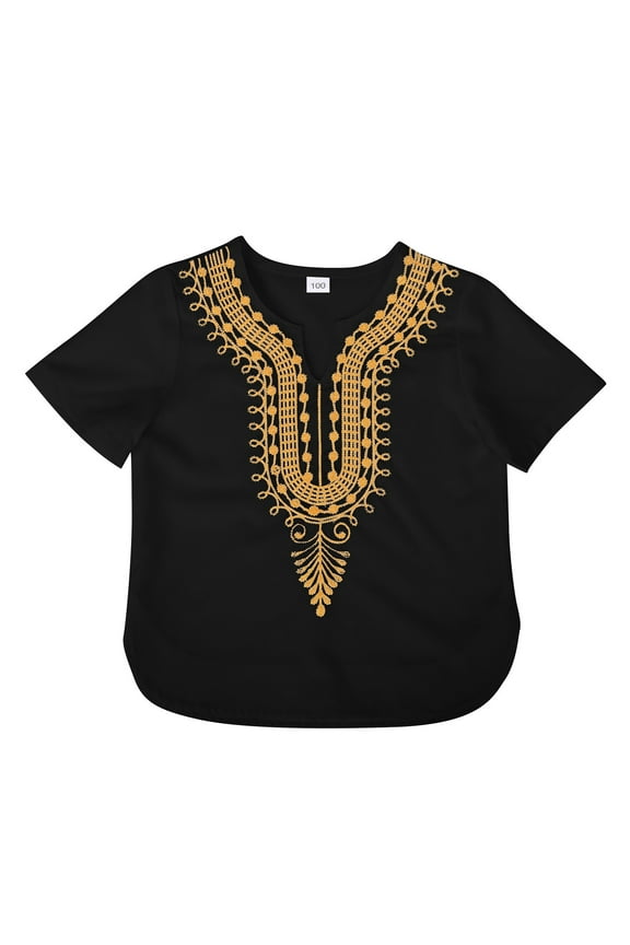 uikmnh Cute Tops for Teens Boys African Dashiki Shirt Classic Loose Fit Casual Top Childrens Outfit Size:1-2 Years