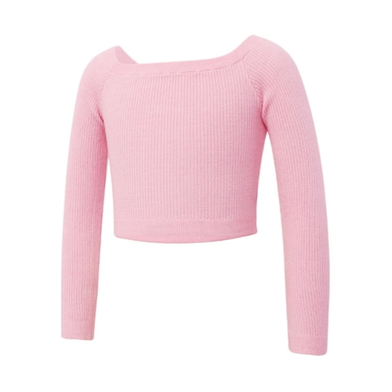 uikmnh Cute Tops for Girls Long Sleeve Ballet Pullover Sweater Soft Warm Up Top for Toddler Kids Size:11-12 Years