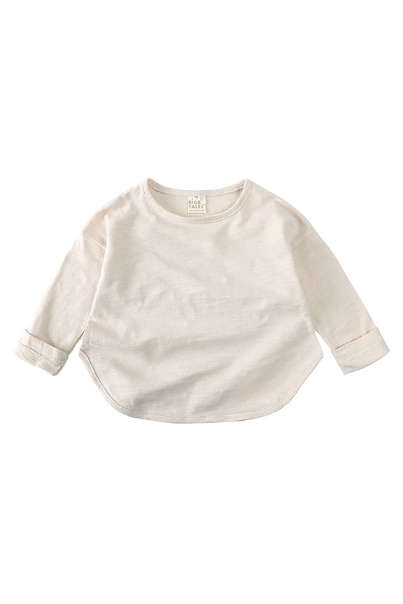 Cute Tops for Girls Long Sleeve Tunic Top with Arc Hem and Side Slit Soft Casual Tee Shirt for Kids Size:2-3Years