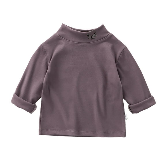 uikmnh Cute Tops for Teens Girls Velvet Half Turtleneck Long Sleeve Top with Printed Neckline for Autumn Winter Comfort Size:6-7 Years