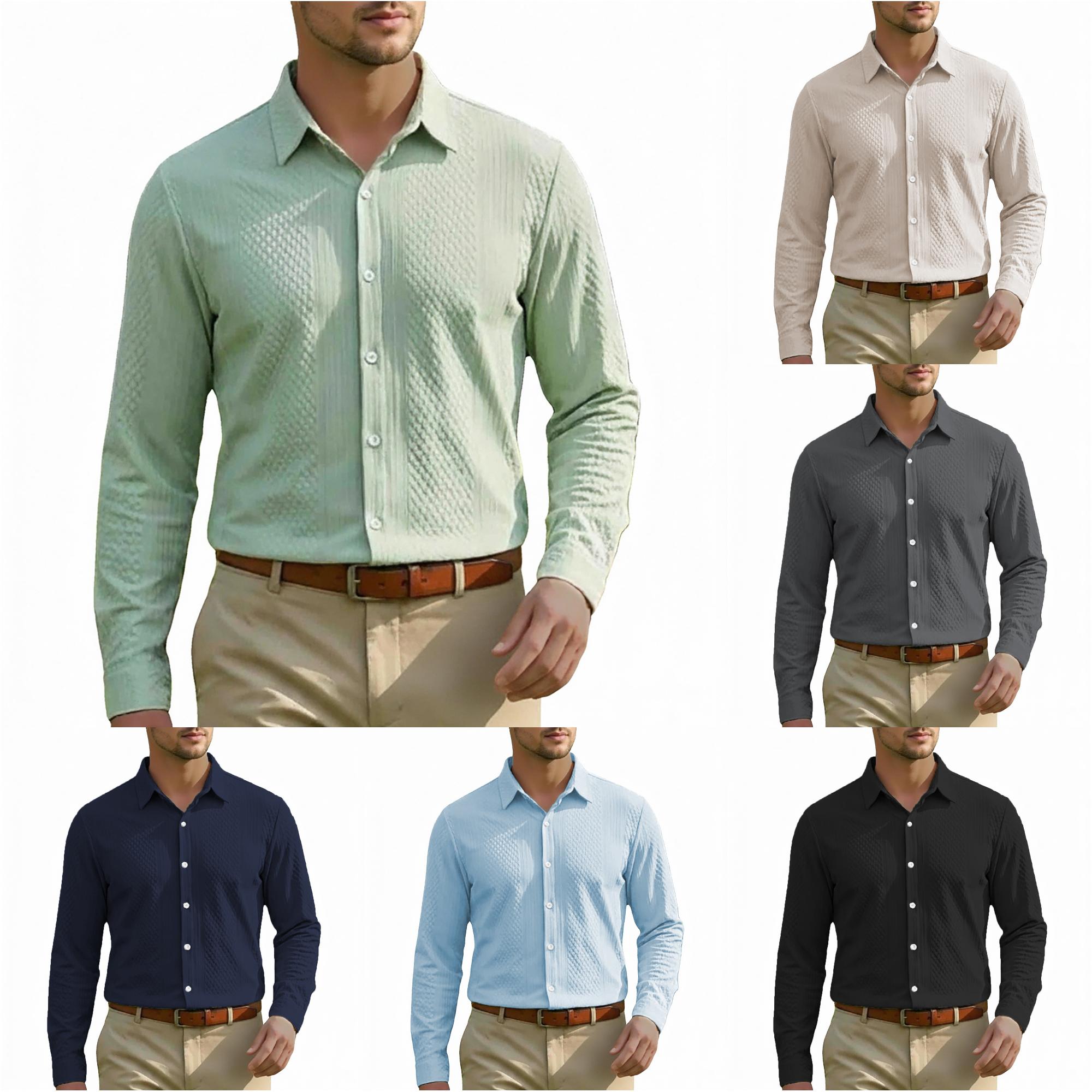uikmnh Dress Shirt Long Sleeve Jacquard Breathable Stretch for All Day Wear for Business Casual and Work,3XL