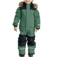thumbnail image 1 of uikmnh Fall Romper Boys All Weather Thermal Ski Snowsuit Windproof Winter Warm Removable Hood Softshell Outdoor Mud Overall Jumpsuit Size:2-3 Years, 1 of 6