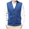 thumbnail image 1 of uikmnh Fall Sweater Male Autumn and Winter Buckle Sweater Vest Vest V Neck Pure Color Wool Collarless Shirt Combined Body Type Non Hooded Vest Sweater Vest, 1 of 9