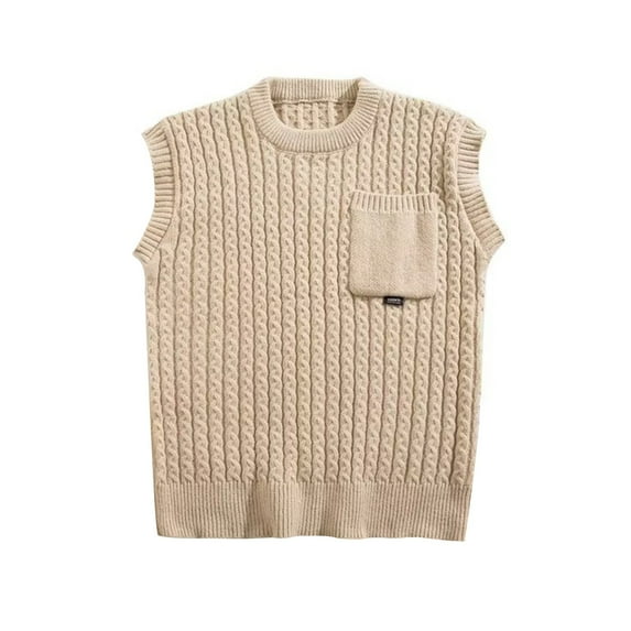 uikmnh Mens Vests Casual Men's Solid Knit Crewneck Sweater Vest with Chest Pocket for Base Layer Comfort and Style Size:3XL