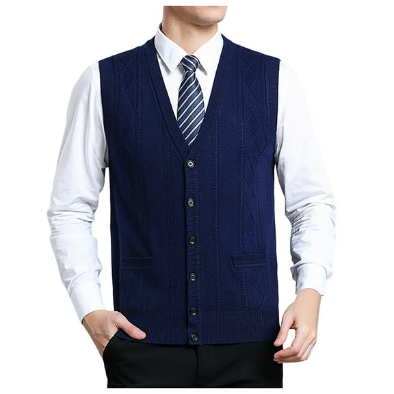 uikmnh Fall Sweater Men's Wool Blend V Neck Knit Cardigan Vest Wool Sweater Colour Blocking Casual Versatile Sleeveless Shirt Vest