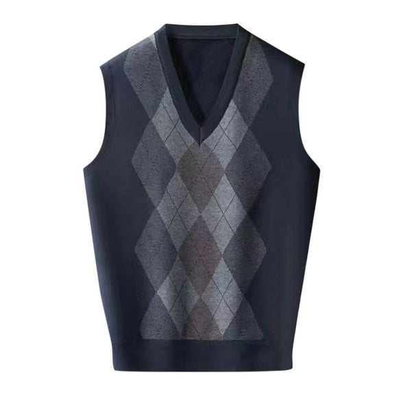 uikmnh Vests for Men Men's Autumn Winter Casual Fashion V Neck Sleeveless Knit Vest Sweater for Daily Wear Size:L