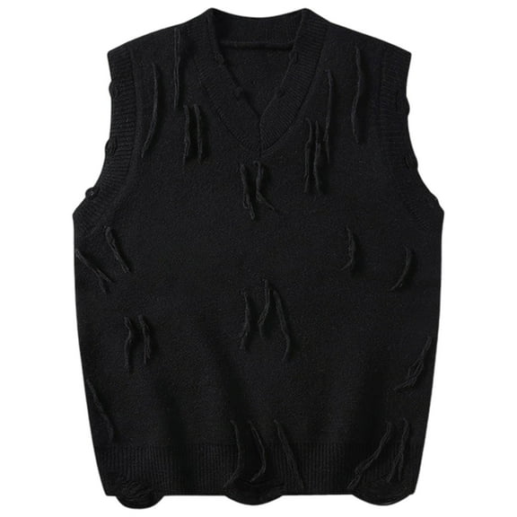 uikmnh Fall Sweater Sleeveless Fringed Sweater Vest Knit Pullover Casual Loose Fit Warm Autumn Winter Layering Piece