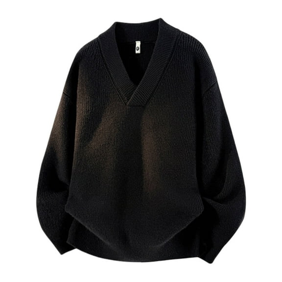 uikmnh Fall Sweaters Men's Autumn and Winter Solid Colour V Neck Loose Fit Casual Sweater Jacket Mens Sweaters Size:M