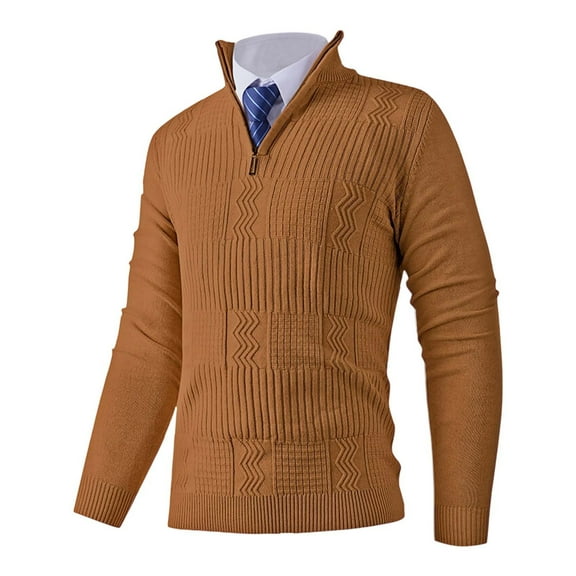 uikmnh Fall Sweaters Men's Autumn and Winter Standing Collar Sports Casual Style Long Sleeve Sweater Jacket Sweaters for Men Size:L