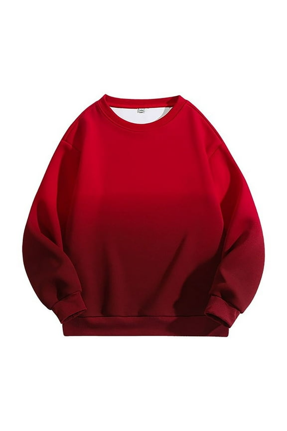 Fall Sweatshirt Vintage Gradual Color Print Round Neck Hoodie Men and Women Universal Loose Couple Pullover Jacket Casual Fashion Hoodie Size:L