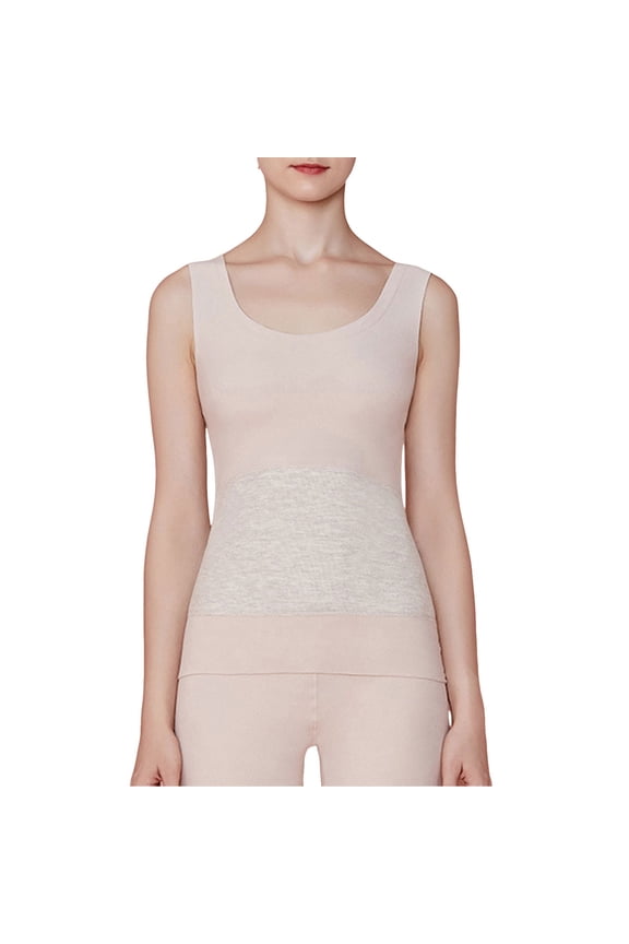 Fall Tops New Thermal Vest Women's Underwear Silk Patch Seamless Double Brushed Base Heating Thickened Autumn and Winter Top Size:L