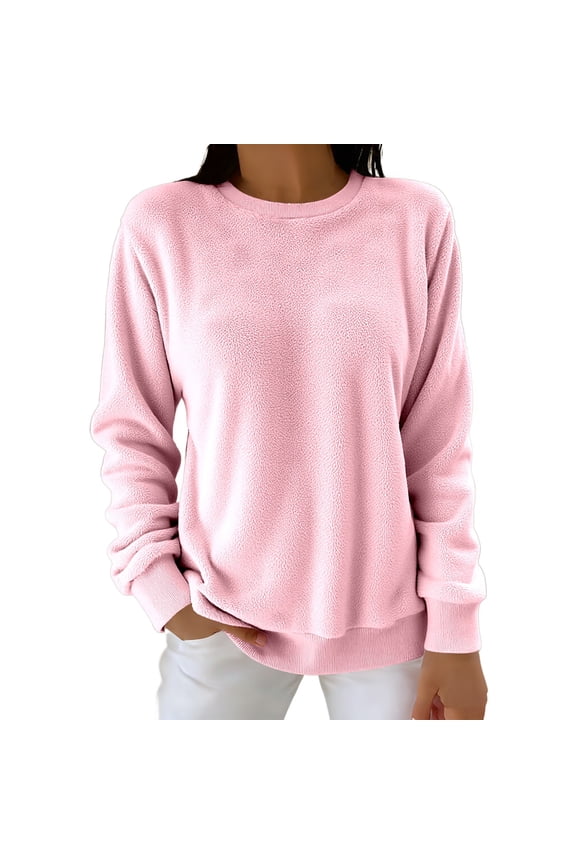Fall Tops Winter Thermal Flannel Shirt for Plus Size Long Sleeve Pullover Top Soft Brushed Blouse Cozy Warm Loungewear Casual Comfort Fit Full Coverage Tunic Style for Cold Weather Size:M