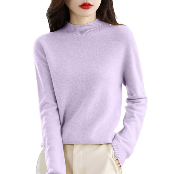 uikmnh Fall Tops Women Pure Long Sleeve Crew Neck Soft Warm Pullover Knit Fall Winter Size:XL
