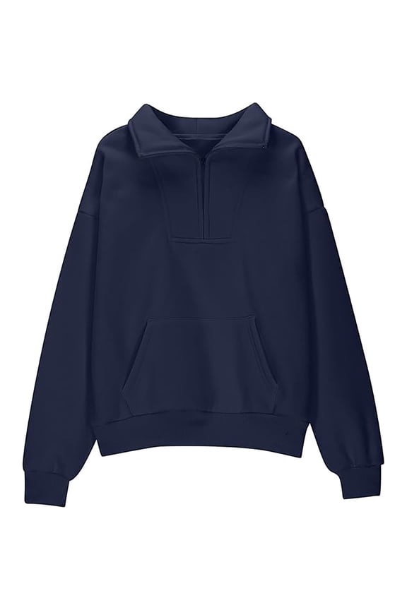 Girls Half Zip Solid Color Pullover Hooded Sweater with Pocket Autumn Outerwear Size:13-14 Years