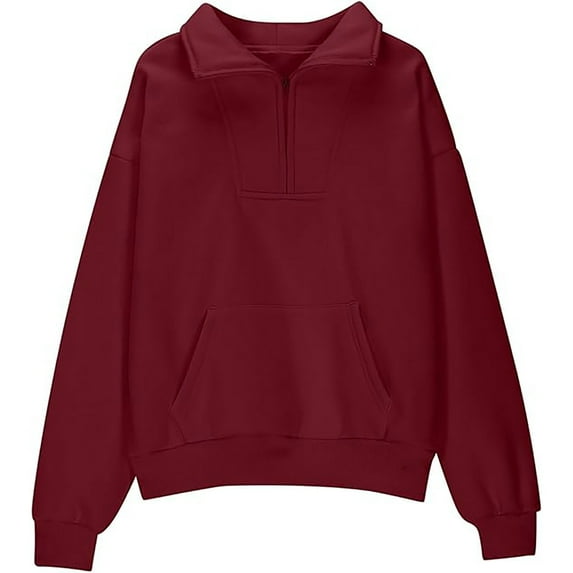 uikmnh Girls Half Zip Solid Color Pullover Hooded Sweater with Pocket Autumn Teen Outerwear Size:7-8 Years