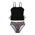 thumbnail image 1 of uikmnh Girls Leopard Print Tankini Set - 2-Piece Top & Bottom Summer Beachwear Color:Black,Size:9-10 Years, 1 of 7