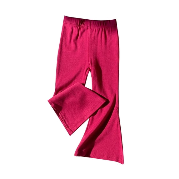 uikmnh Girls Pants Casual Flare Leg Pants Stretchy Elastic Waist Soft Bottoms for Toddler Kids Comfortable Daily Wear Size:4-5 Years