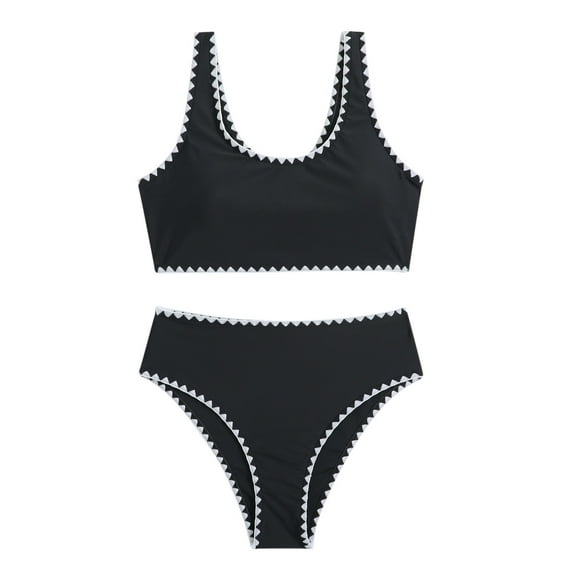 uikmnh Girls Stylish 2-Piece Bikini Swimsuit - Summer Beach Pool Party Outfit Color:Black,Size:9-10 Years
