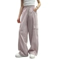 thumbnail image 1 of uikmnh Girls Summer Cargo Pants Elastic Waist Casual Trousers Comfortable Play Outfit for Toddler Kids and Big Girls Color:Pink,Size:13-14 Years, 1 of 9