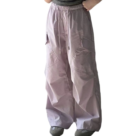 uikmnh Girls Summer Casual Cargo Parachute Pants Loose Fit Elastic Waist Comfortable Outdoor Play Clothes for Toddler Youth Color:Pink,Size:5-6 Years