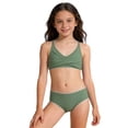 thumbnail image 1 of uikmnh Girls 2 Piece Bikini Set Crisscross Back Tie Adjustable Strap Swimwear Color:Green,Size:13-14 Years, 1 of 3