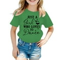 thumbnail image 1 of uikmnh Girls Tops Kid Girls Cute Graphic Round Neck Short Sleeve Tee Summer Casual T Shirt Teen Tops Size:5-6 Years, 1 of 5