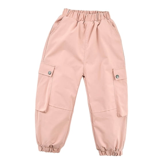 uikmnh Girls Winter Lined Cargo Pants Windproof Water Thermal Trousers for Outdoor Hiking Sports Youth Play Color:Pink,Size:12-13 Years
