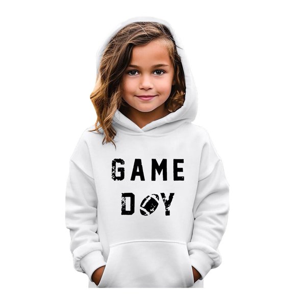 uikmnh Hoodies for Girls Stylish Graphic Print Solid Color Girls Hooded Pullover Soft Long Sleeve Sweatshirt Comfortable Kids Casual Wear Top Size:4-5 Years