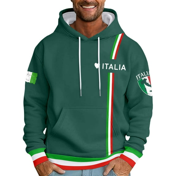 uikmnh Hoodies for Men Men's Hoodies Casual Sweatshirts Stylish Italian Print Letter Hoodie for Men Streetwear Comfortable & Versatile Fashion Top Ideal for Everyday Wear Size:2XL