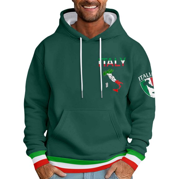 uikmnh Hoodies for Men Men's Hoodies and Sweatshirts Casual Italian Print Lettered Pullover Hoodie for Men Stylish Streetwear Lightweight Comfort Fit Cozie Hooded Top Size:XL