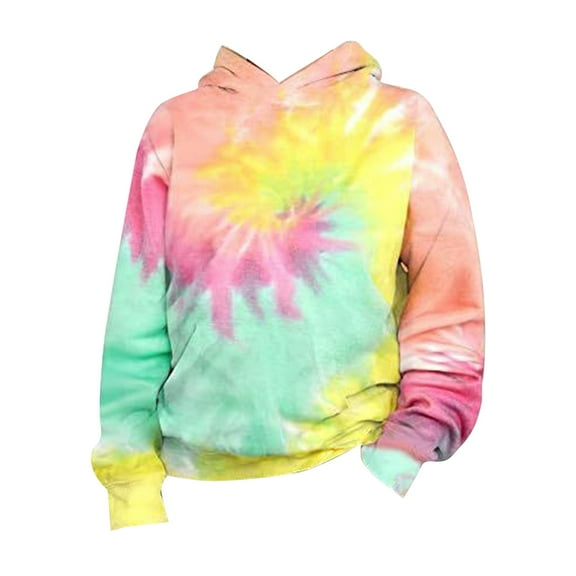 uikmnh Hoodies for Girls Girls Tie Dye 3D Printed Hooded Pullover Sweatshirt Outerwear for Spring Autumn Seasons Girls Hoodies Size:11-12 Years