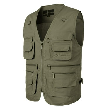 uikmnh Jackets For Men,Male Pocket Outdoor Loose Casual Vest,Size L
