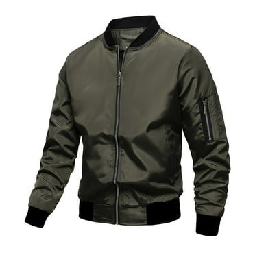 uikmnh Jackets For Men,Male Solid Color Autumn and Winter Long Sleeved Jacket with Windproof Zipper Cover Baseball Jacket,Size M