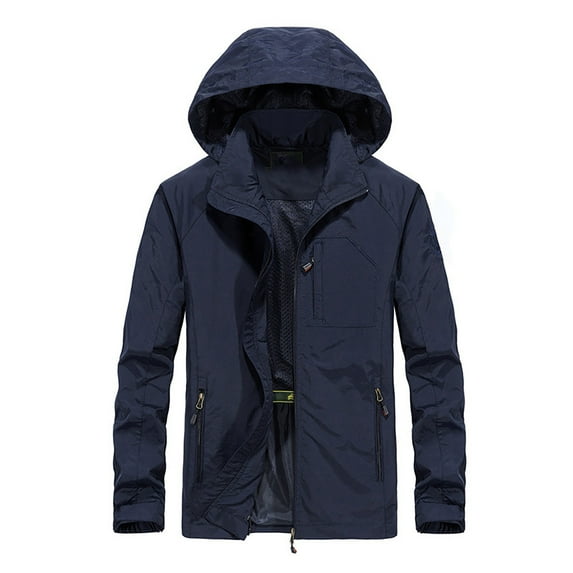 uikmnh Jackets For Men,Men's Lightweight Hooded Rain Jacket Outdoor Raincoat Jacket for Hiking Travel,Size 5XL
