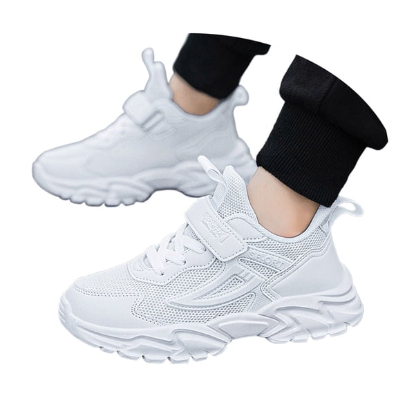 uikmnh Kids Breathable Mesh Sneakers with Blue and Red Accents Hook and Loop Sport Shoes for Boys Size:7-8 Years