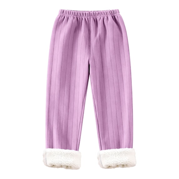 uikmnh Boys Thermal Base Layer Pants Winter Warm Lined Tights for Kids Comfortable Stretch Fit Mid Waist Long Bottoms Ideal for Cold Weather Indoor Outdoor Activities Color:Purple,Size:9-10 Years