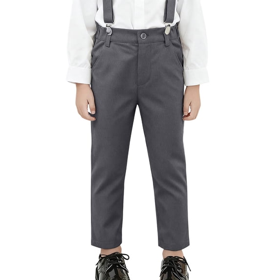 uikmnh Kids Pants Boys formal Dress Pants for School and Comfortable Flat Front Trousers with Adjustable Waistband Durable Twill Fabric Classic Fit Size:9-10 Years