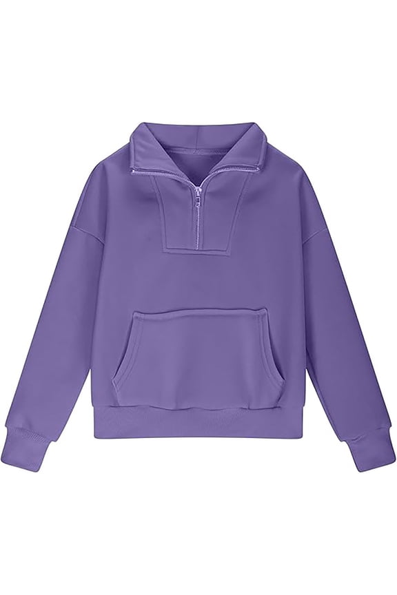 Kids Sweatshirts Girls Half Zip Pullover Hooded Sweater with Pocket Soft Quarter Zip Autumn Outerwear for Teen Girls Youth Fall Fashion Size:7-8 Years