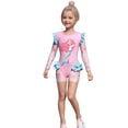 thumbnail image 1 of uikmnh Long Sleeve Rash Guard Swimsuit for Girls with Flounce Hem UPF 50+ Sun Beach Swimwear Size:2-3 Years, 1 of 9