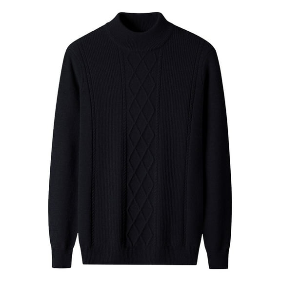 uikmnh Male Turtleneck Sweater Casual Cable Knit Pullover Sweaters