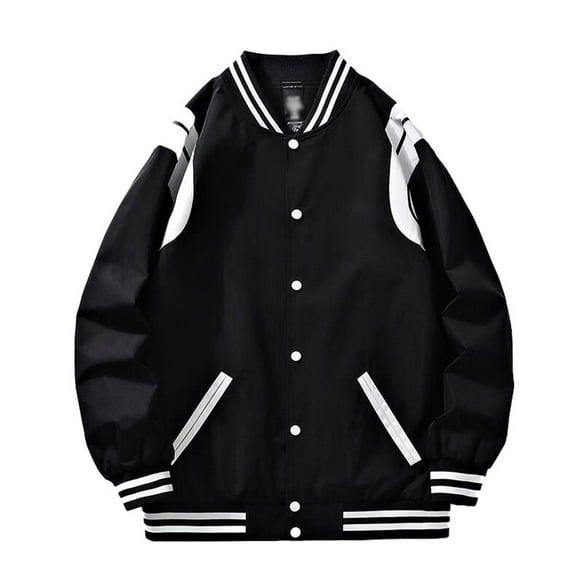 uikmnh Men'S Lightweight Jackets,Men'S Casual Baseball Jacket Spring Stand Collar Loose Waist Pattern Personality Fashion Outerwear Size:3XL
