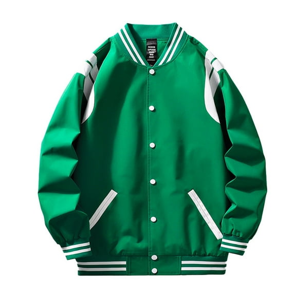 uikmnh Men'S Lightweight Jackets,Men'S Casual Baseball Jacket Spring Stand Collar Loose Waist Pattern Personality Fashion Outerwear Size:3XL