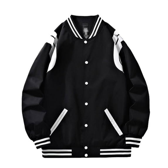 uikmnh Men'S Lightweight Jackets,Men'S Casual Baseball Jacket Spring Stand Collar Loose Waist Pattern Personality Fashion Outerwear Size:L