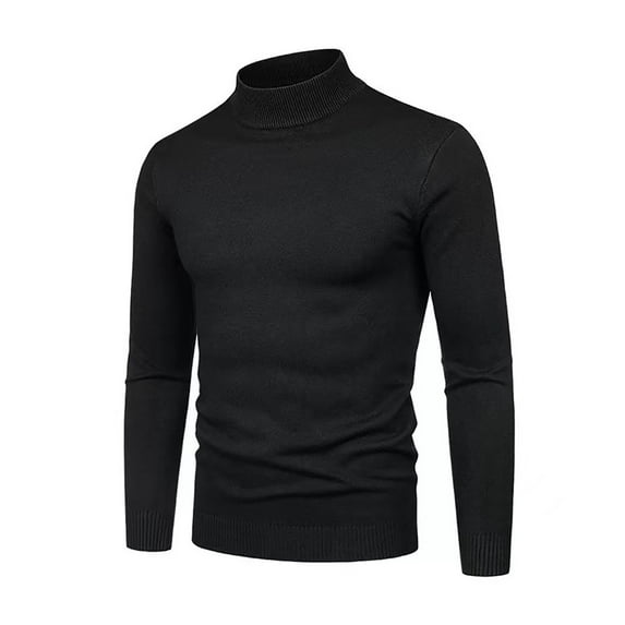 uikmnh Men Solid Color Semi High Neck Slim Fit Pullover Sweater Knitted Sweater Casual Business Fashion Trend Comfortable Sweater