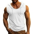 thumbnail image 1 of uikmnh Men T Shirts Male Summer Solid Color Sleeveless Loose Fitness Sports Hooded Vest Top Size:L, 1 of 6