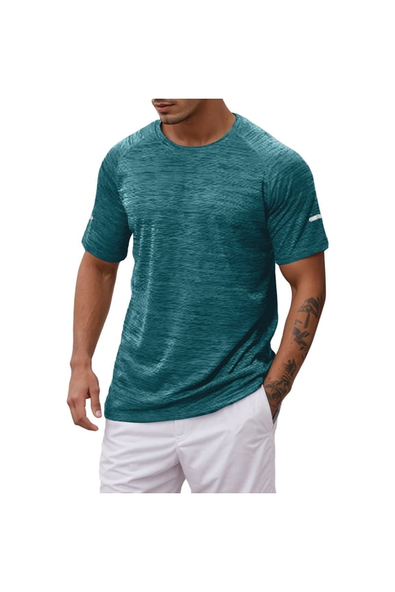 Men T Shirts Men's Athletic Performance T Shirt for Summer Active Wear Comfortable Round Neck Sports Shirt for Running and Fitness Size:4XL