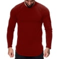thumbnail image 1 of uikmnh Men T Shirts Men's Casual Fitness Solid Color Long Sleeve T-Shirt Athletic Outdoor Training Top with Curved Hem Design Cotton T Shirts Size:M, 1 of 5